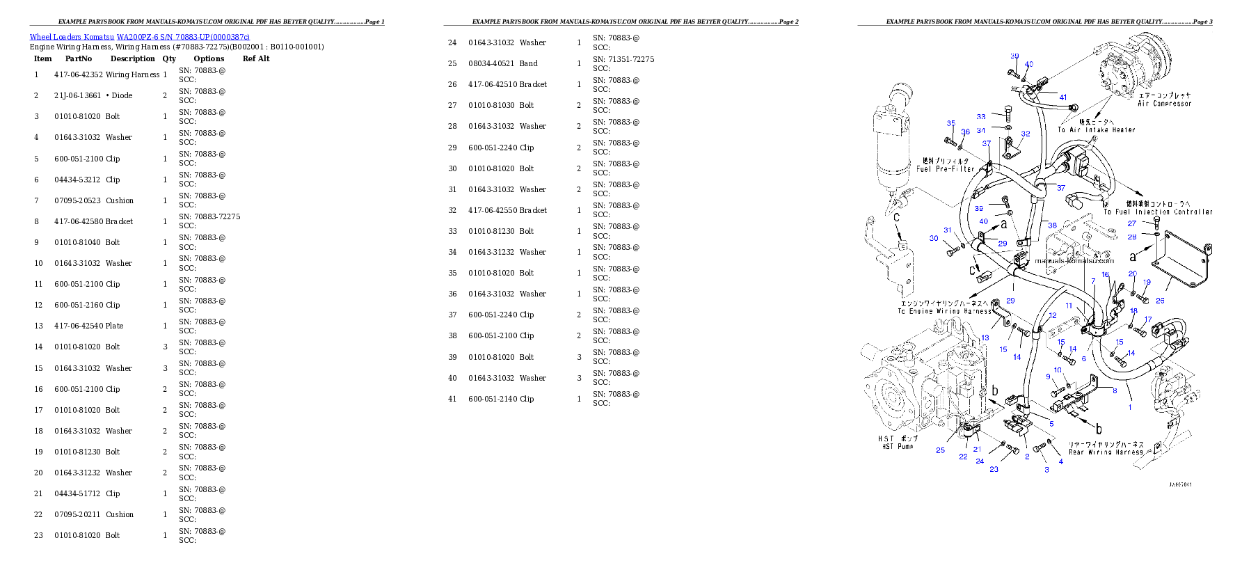 WA200PZ-6 S/N 70883-UP Partsbook