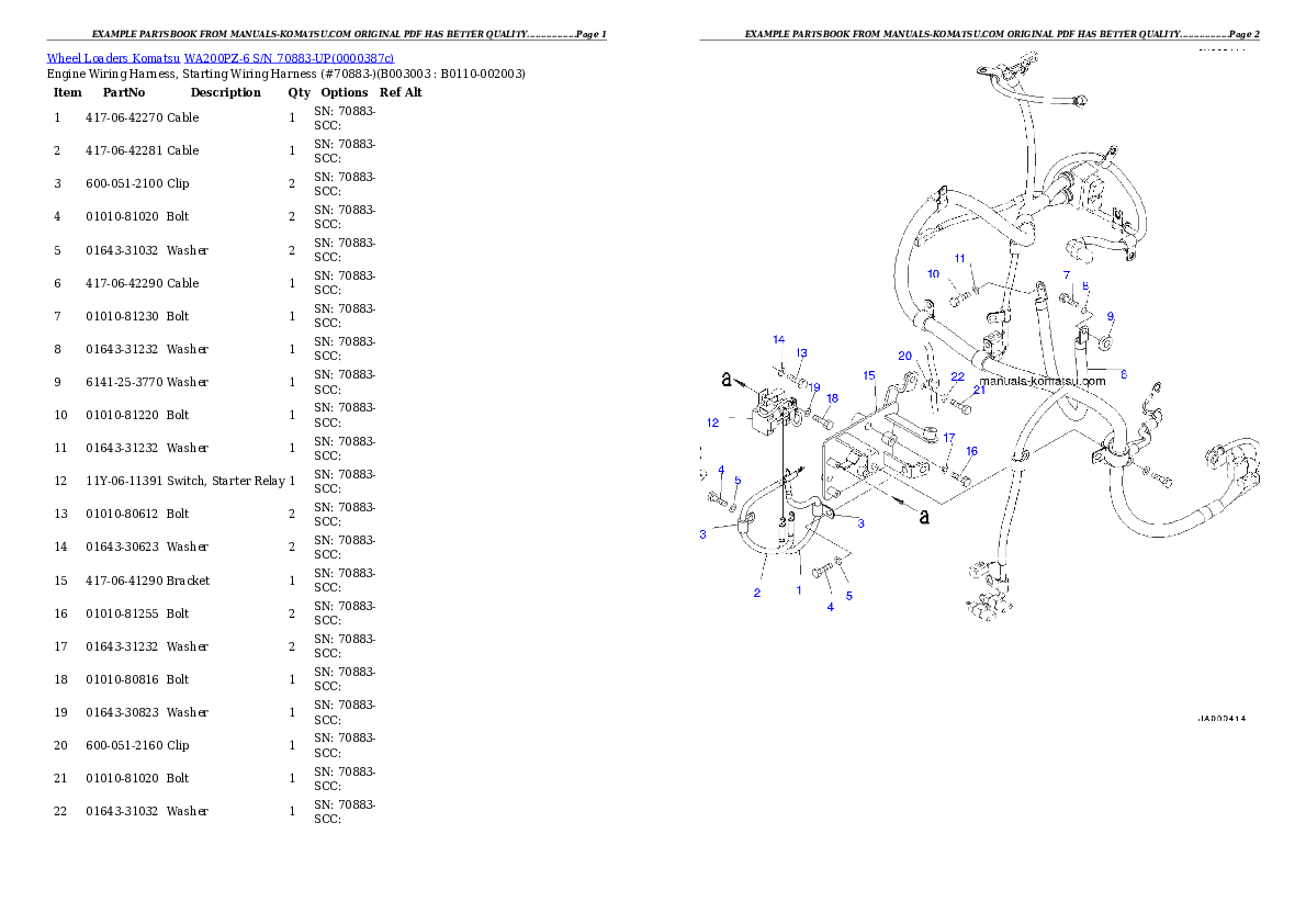 Protected: WA200PZ-6 S/N 70883-UP Partsbook