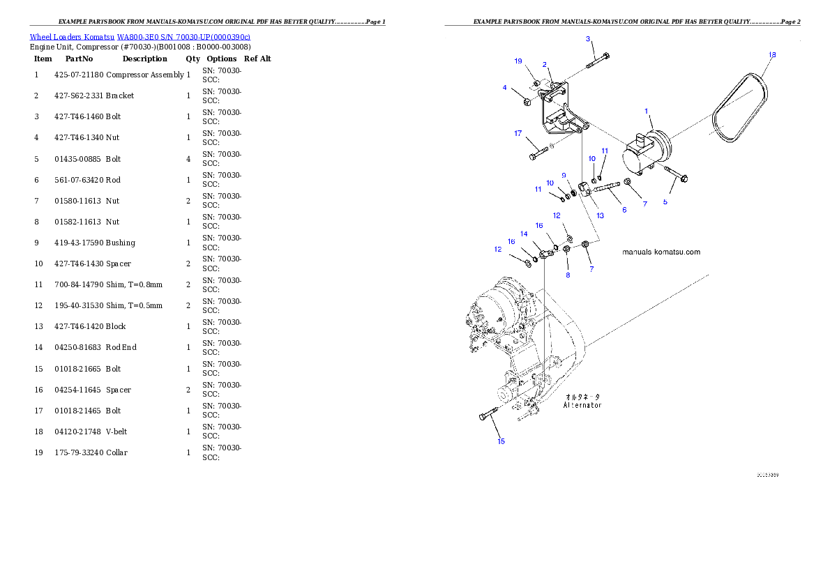 Protected: WA800-3E0 S/N 70030-UP Partsbook