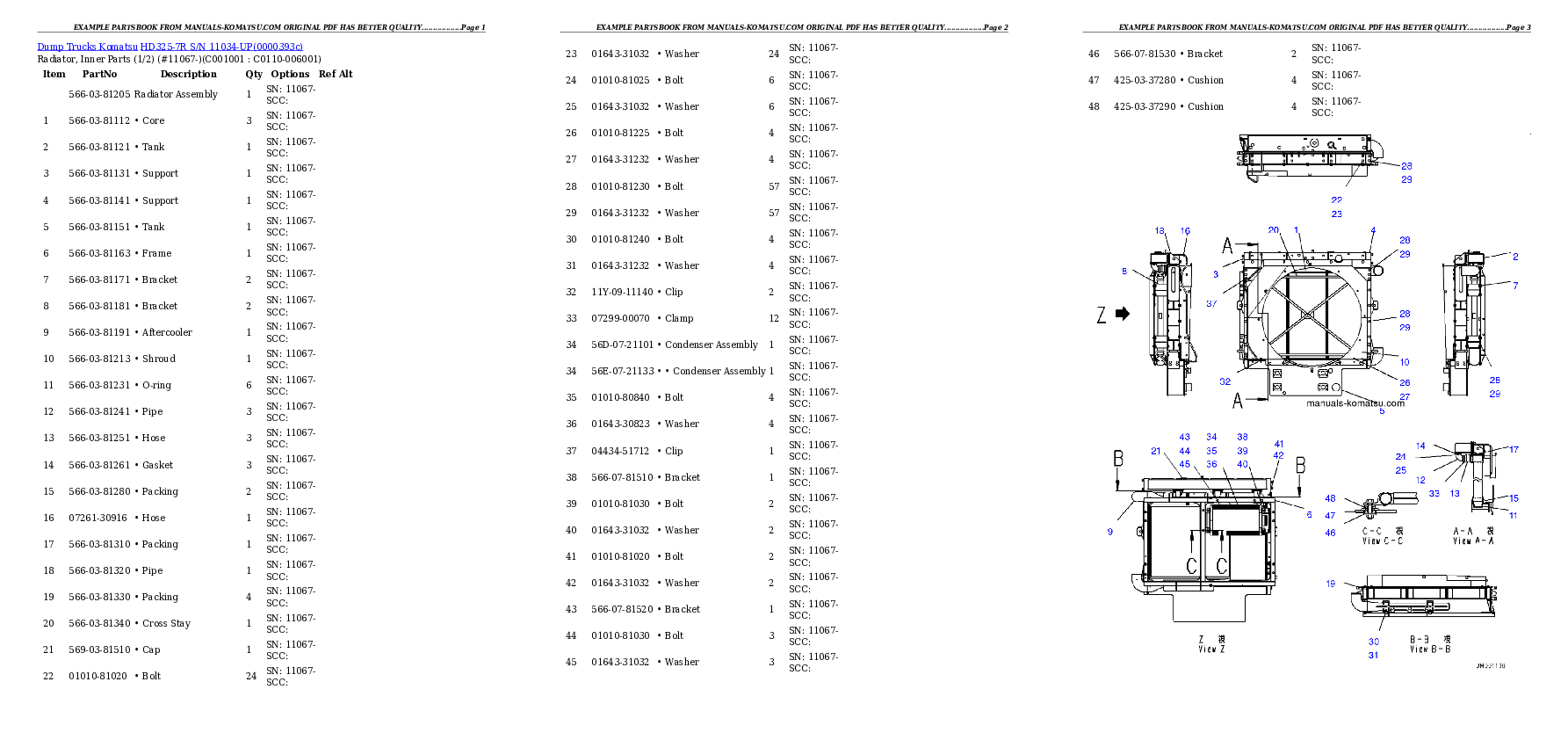 HD325-7R S/N 11034-UP Partsbook