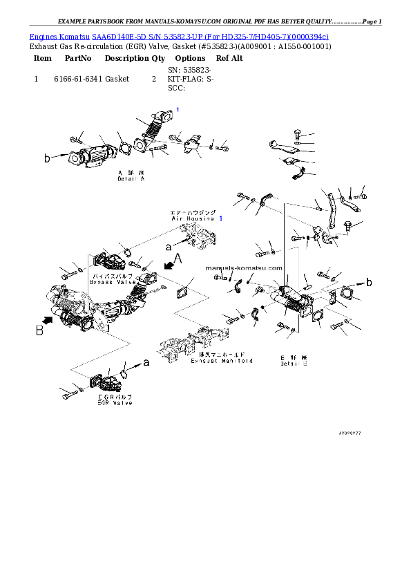 Protected: SAA6D140E-5D S/N 535823-UP (For HD325-7/HD405-7) Partsbook