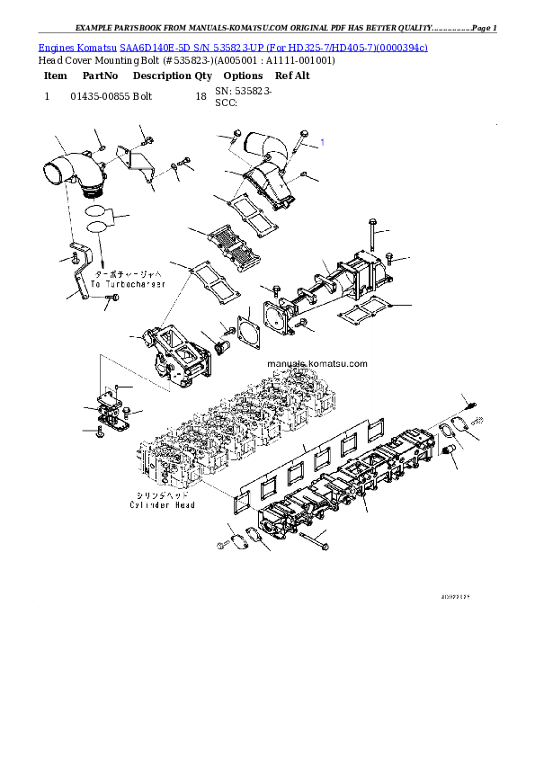 Protected: SAA6D140E-5D S/N 535823-UP (For HD325-7/HD405-7) Partsbook