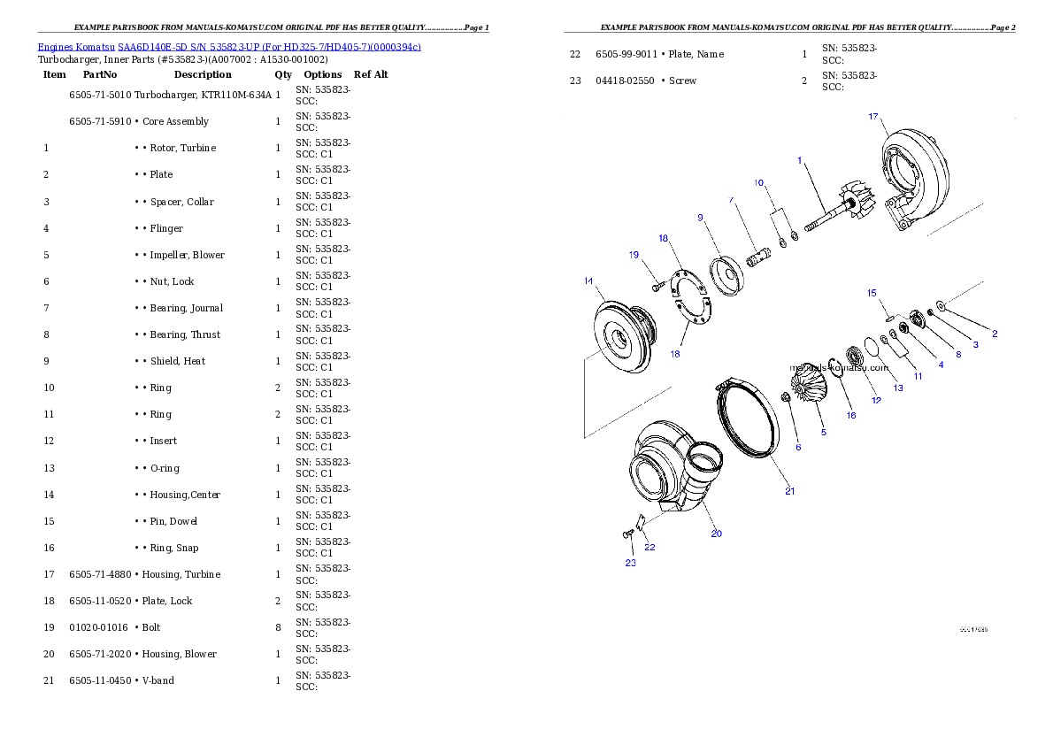 Protected: SAA6D140E-5D S/N 535823-UP (For HD325-7/HD405-7) Partsbook