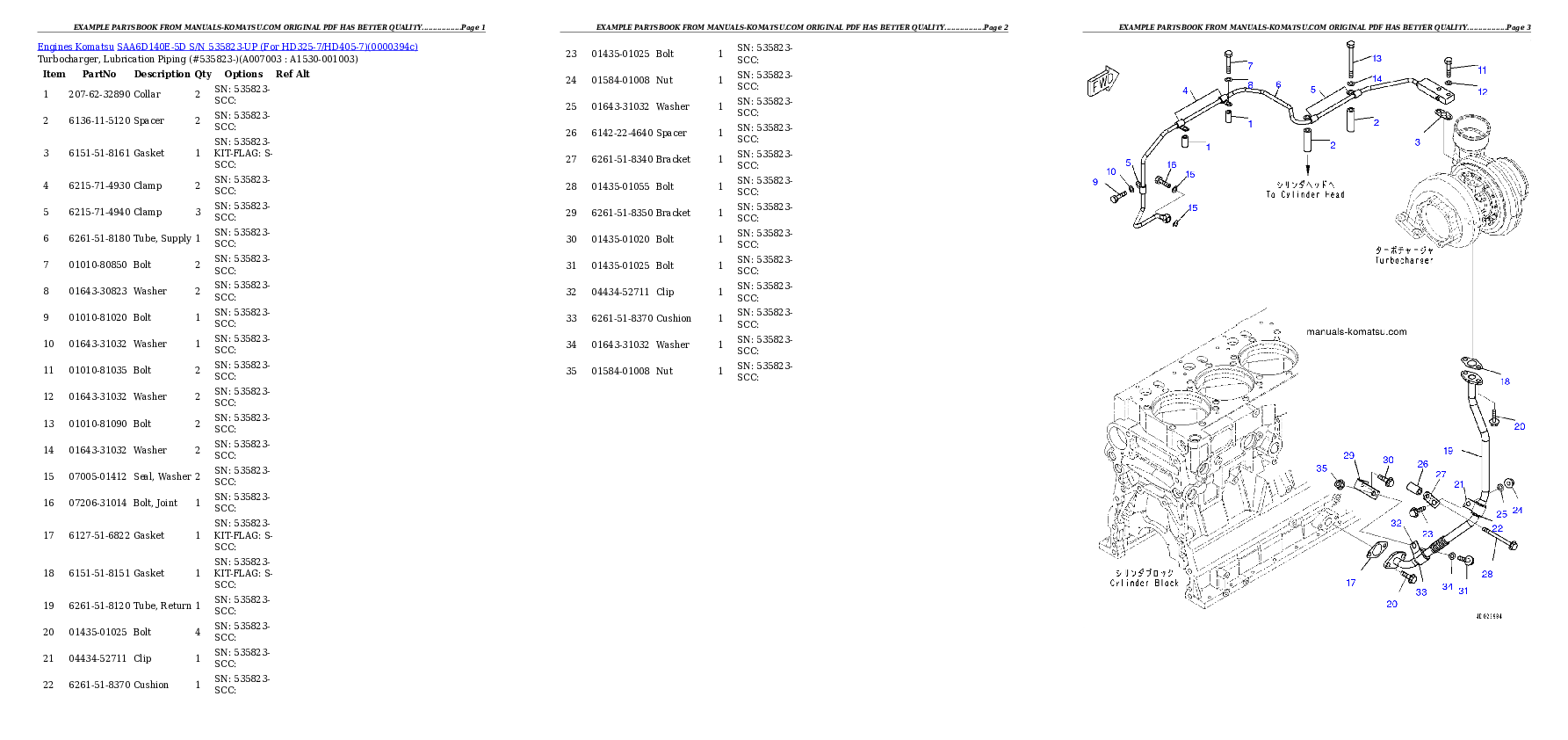 Protected: SAA6D140E-5D S/N 535823-UP (For HD325-7/HD405-7) Partsbook