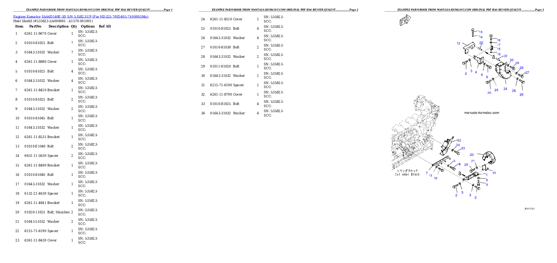 Protected: SAA6D140E-5D S/N 535823-UP (For HD325-7/HD405-7) Partsbook