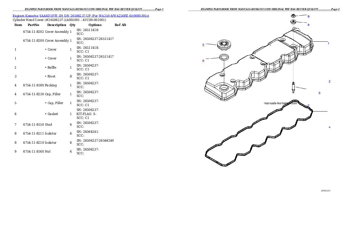 Protected: SAA6D107E-1H S/N 26506237-UP (For WA250-6/WA250PZ-6) Partsbook