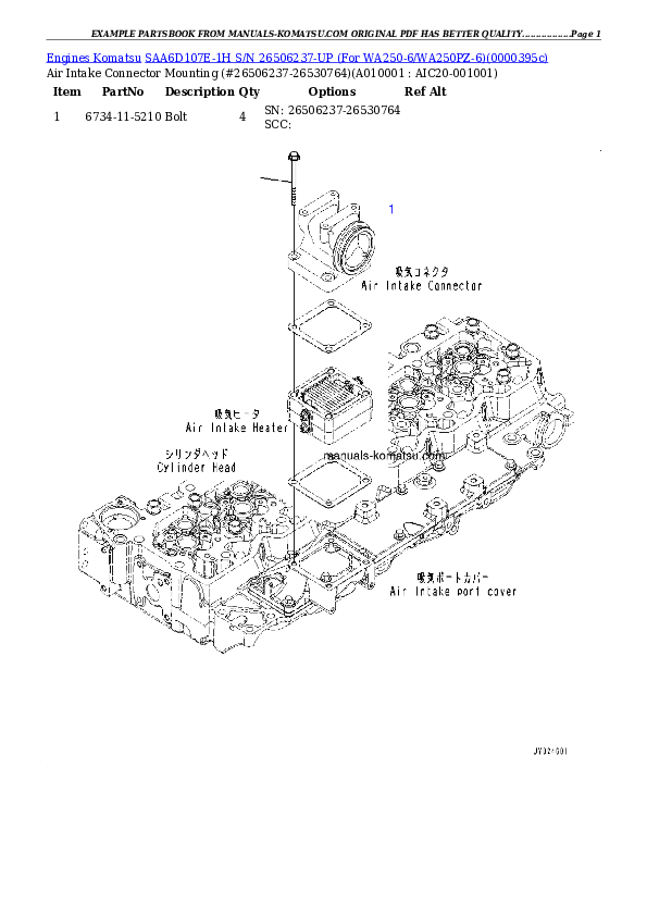 Protected: SAA6D107E-1H S/N 26506237-UP (For WA250-6/WA250PZ-6) Partsbook