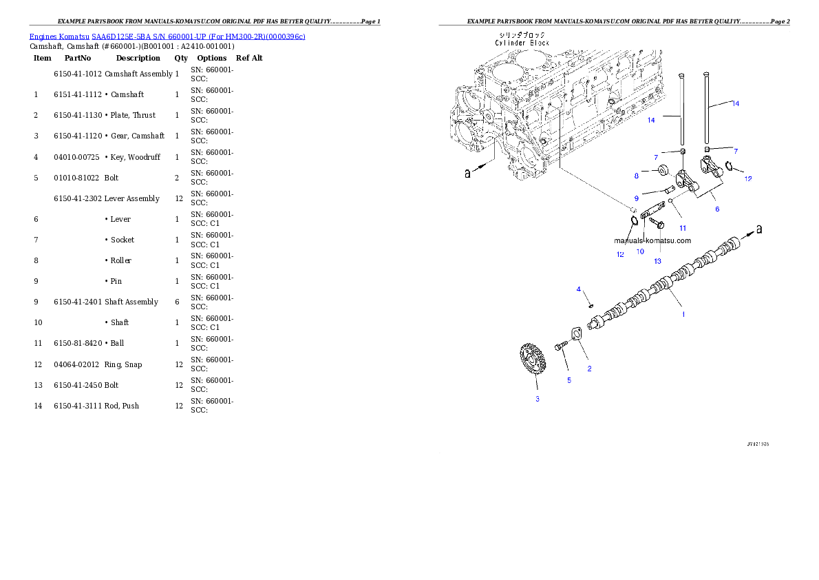 Protected: SAA6D125E-5BA S/N 660001-UP (For HM300-2R) Partsbook