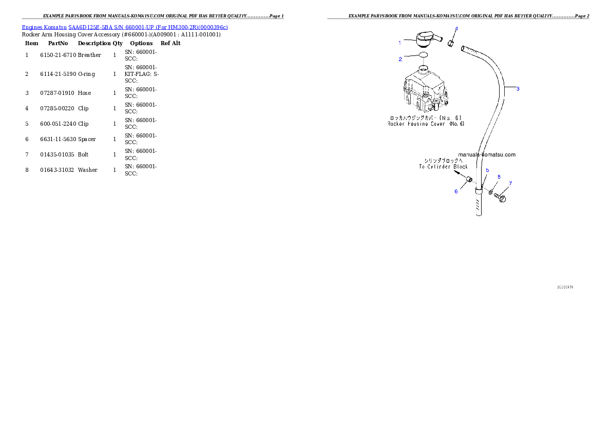 Protected: SAA6D125E-5BA S/N 660001-UP (For HM300-2R) Partsbook