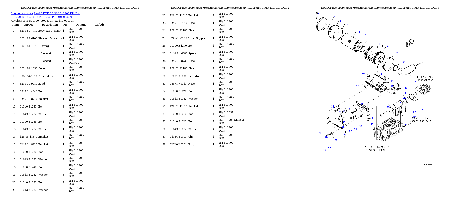 Protected: SAA6D170E-5C S/N 511700-UP (For PC1250-8/PC1250LC-8/PC1250SP-8) Partsbook