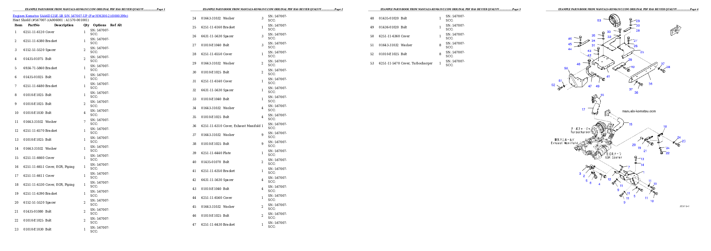 Protected: SAA6D125E-5B S/N 567007-UP (For HM300-2) Partsbook