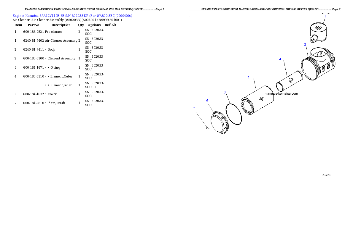Protected: SAA12V140E-3E S/N 502033-UP (For WA800-3E0) Partsbook