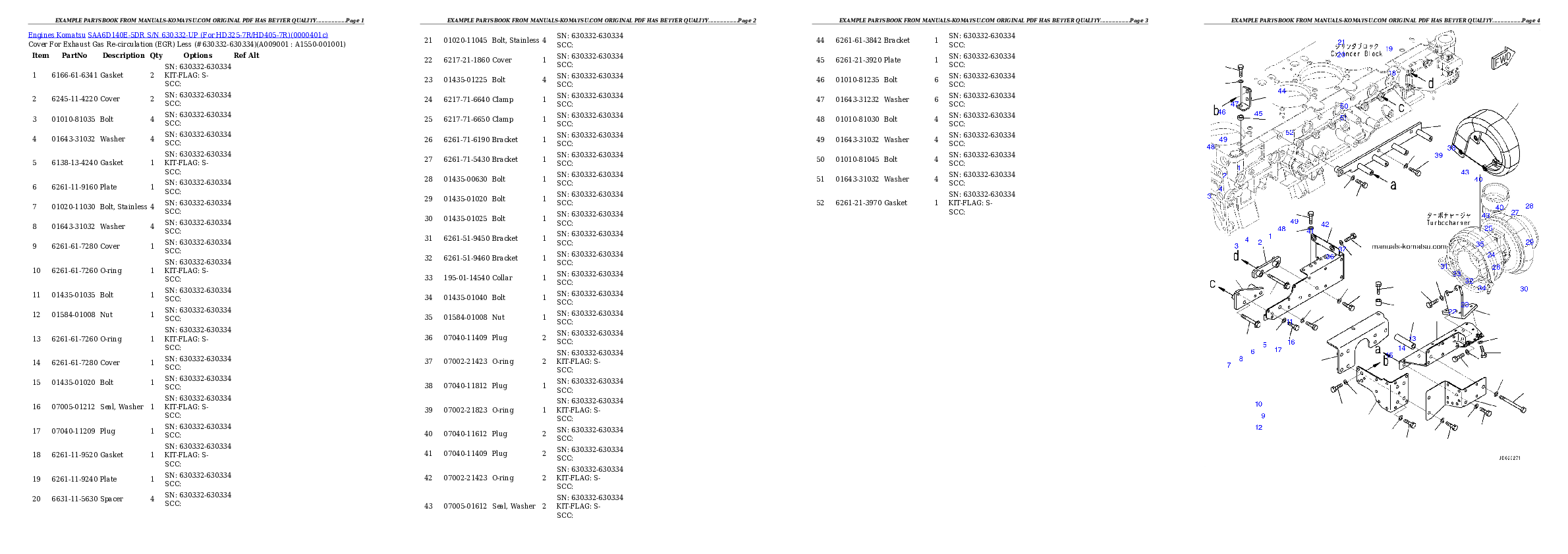 Protected: SAA6D140E-5DR S/N 630332-UP (For HD325-7R/HD405-7R) Partsbook