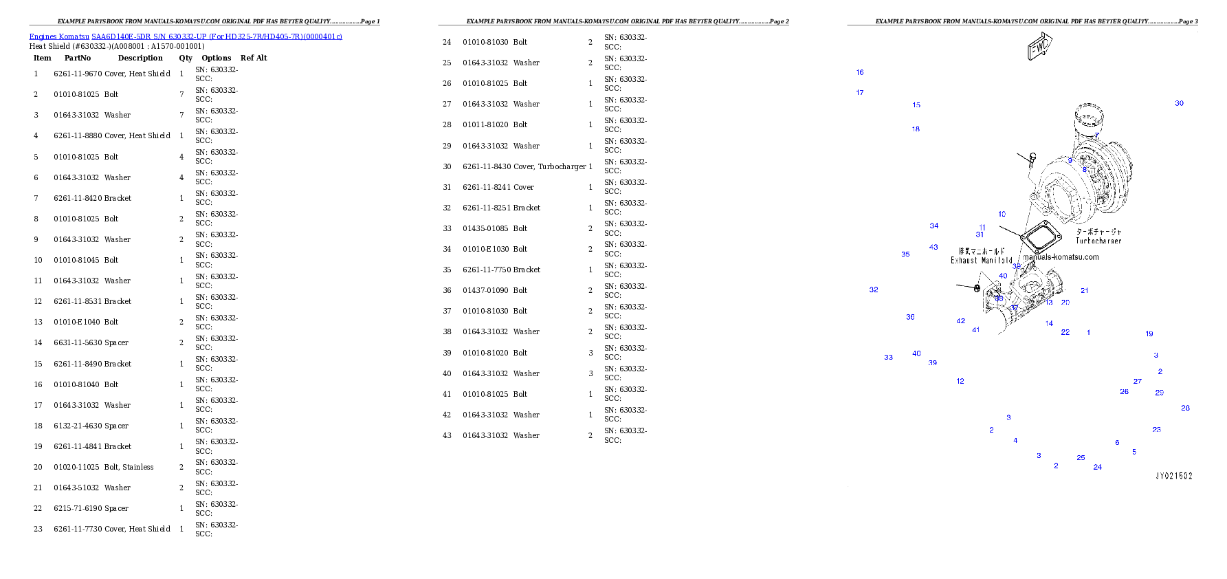 Protected: SAA6D140E-5DR S/N 630332-UP (For HD325-7R/HD405-7R) Partsbook