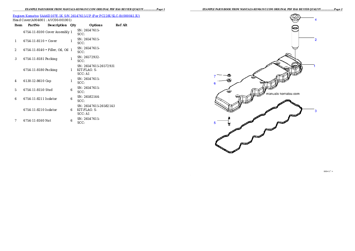 Protected: SAA6D107E-1K S/N 26547615-UP (For PC228USLC-8) Partsbook