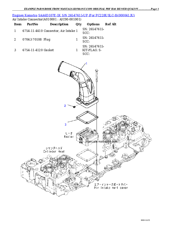 Protected: SAA6D107E-1K S/N 26547615-UP (For PC228USLC-8) Partsbook