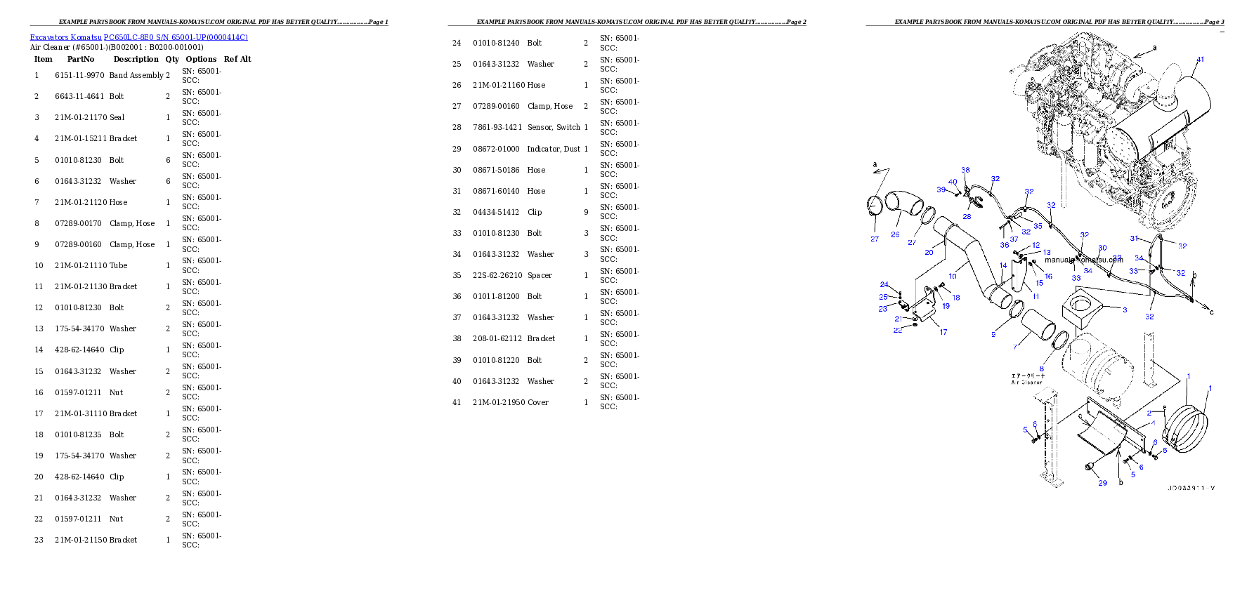 PC650LC-8E0 S/N 65001-UP Partsbook