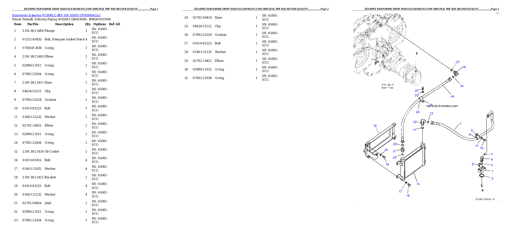 Protected: PC600LC-8E0 S/N 65001-UP Partsbook