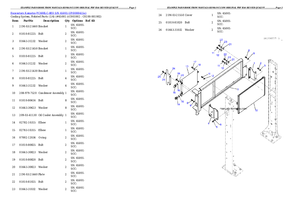 Protected: PC600LC-8E0 S/N 65001-UP Partsbook