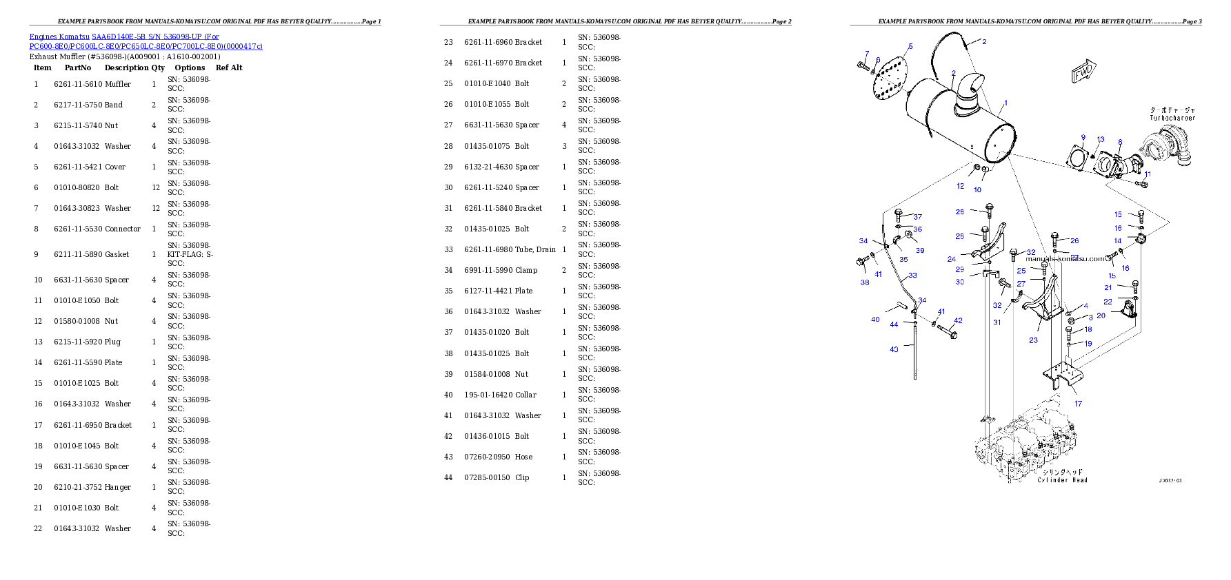 Protected: SAA6D140E-5B S/N 536098-UP (For PC600-8E0/PC600LC-8E0/PC650LC-8E0/PC700LC-8E0) Partsbook