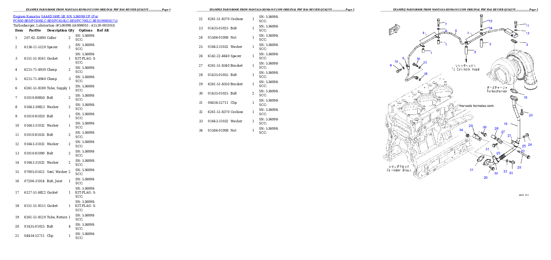 Protected: SAA6D140E-5B S/N 536098-UP (For PC600-8E0/PC600LC-8E0/PC650LC-8E0/PC700LC-8E0) Partsbook