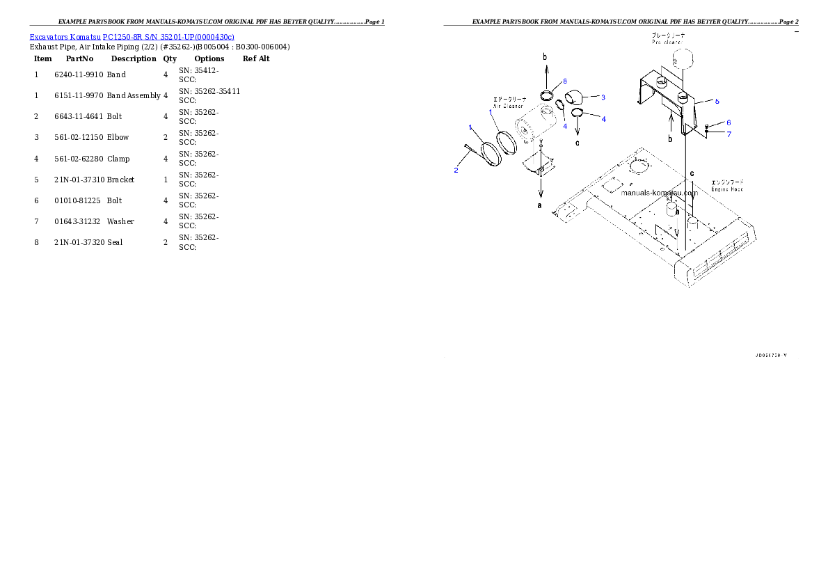 Protected: PC1250-8R S/N 35201-UP Partsbook