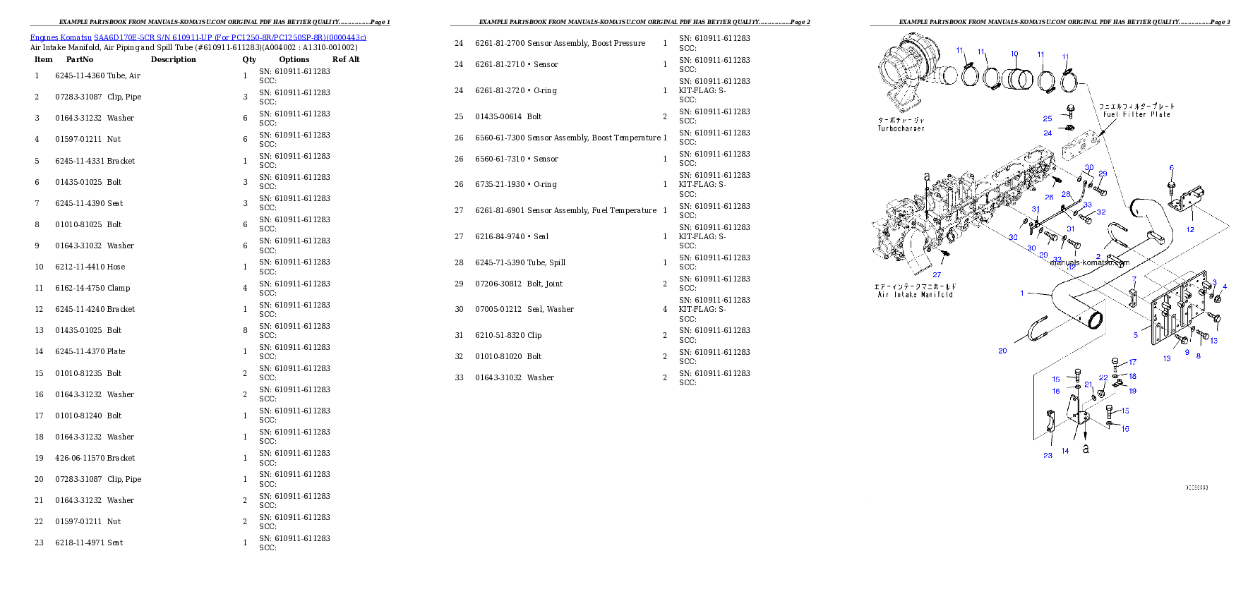 Protected: SAA6D170E-5CR S/N 610911-UP (For PC1250-8R/PC1250SP-8R) Partsbook