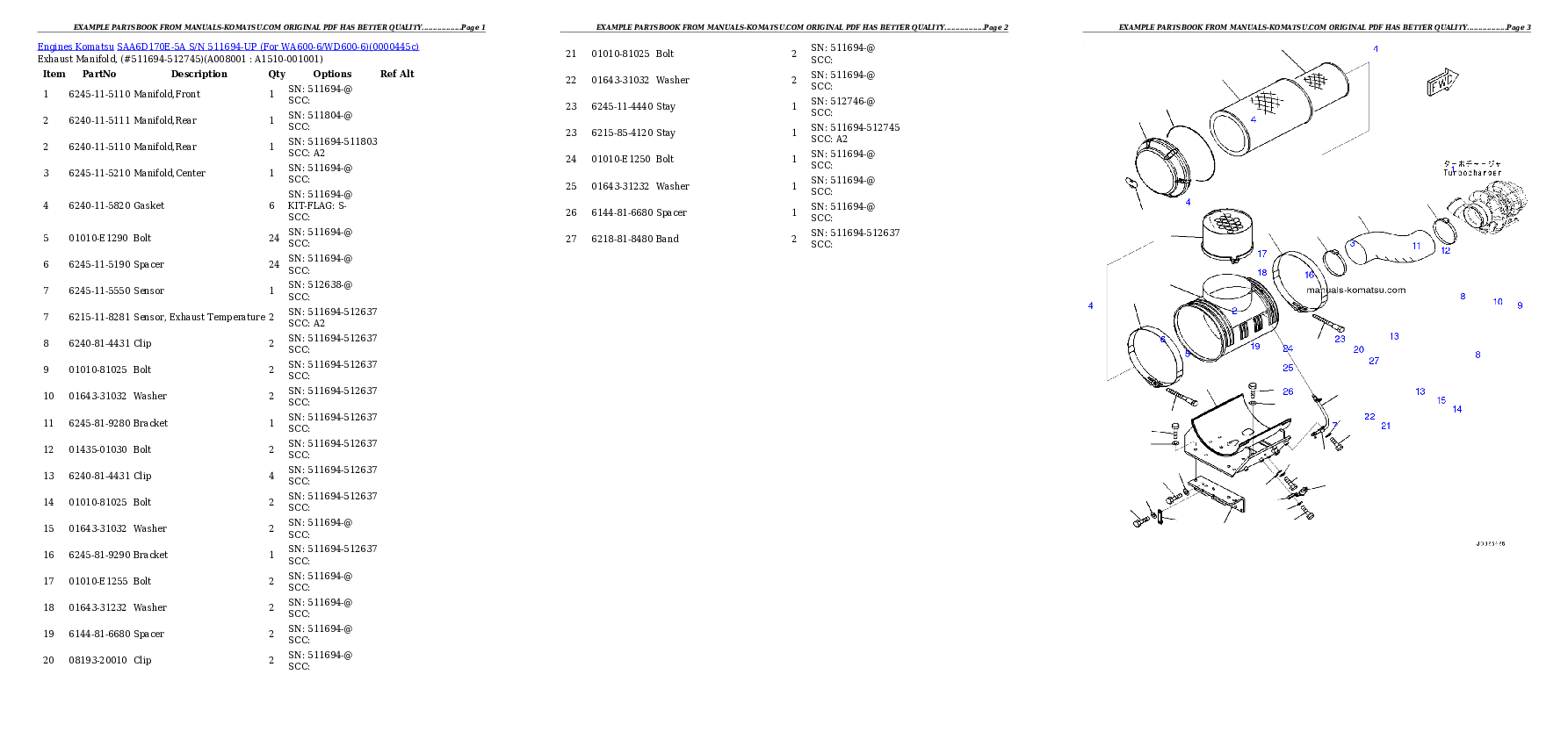 Protected: SAA6D170E-5A S/N 511694-UP (For WA600-6/WD600-6) Partsbook