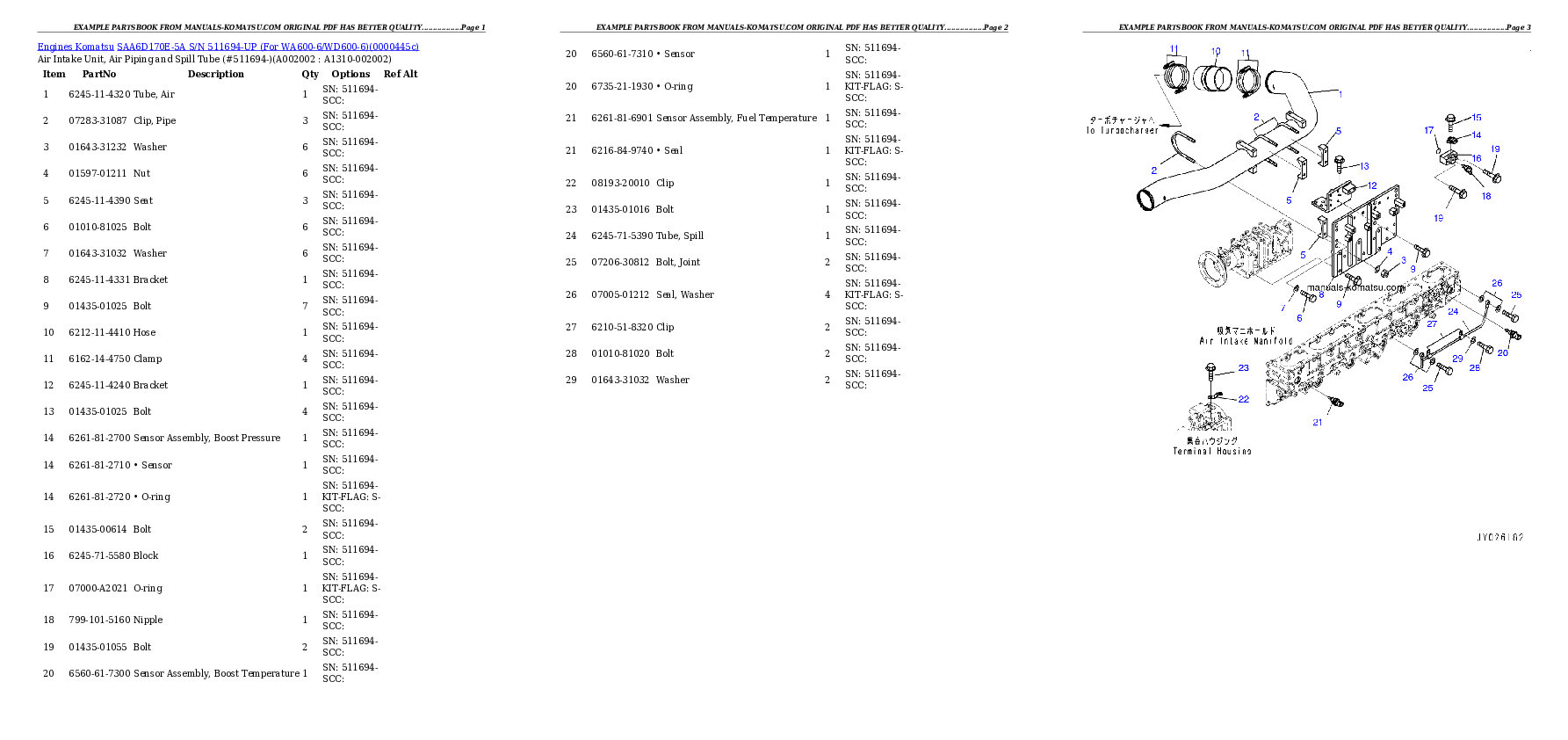 Protected: SAA6D170E-5A S/N 511694-UP (For WA600-6/WD600-6) Partsbook