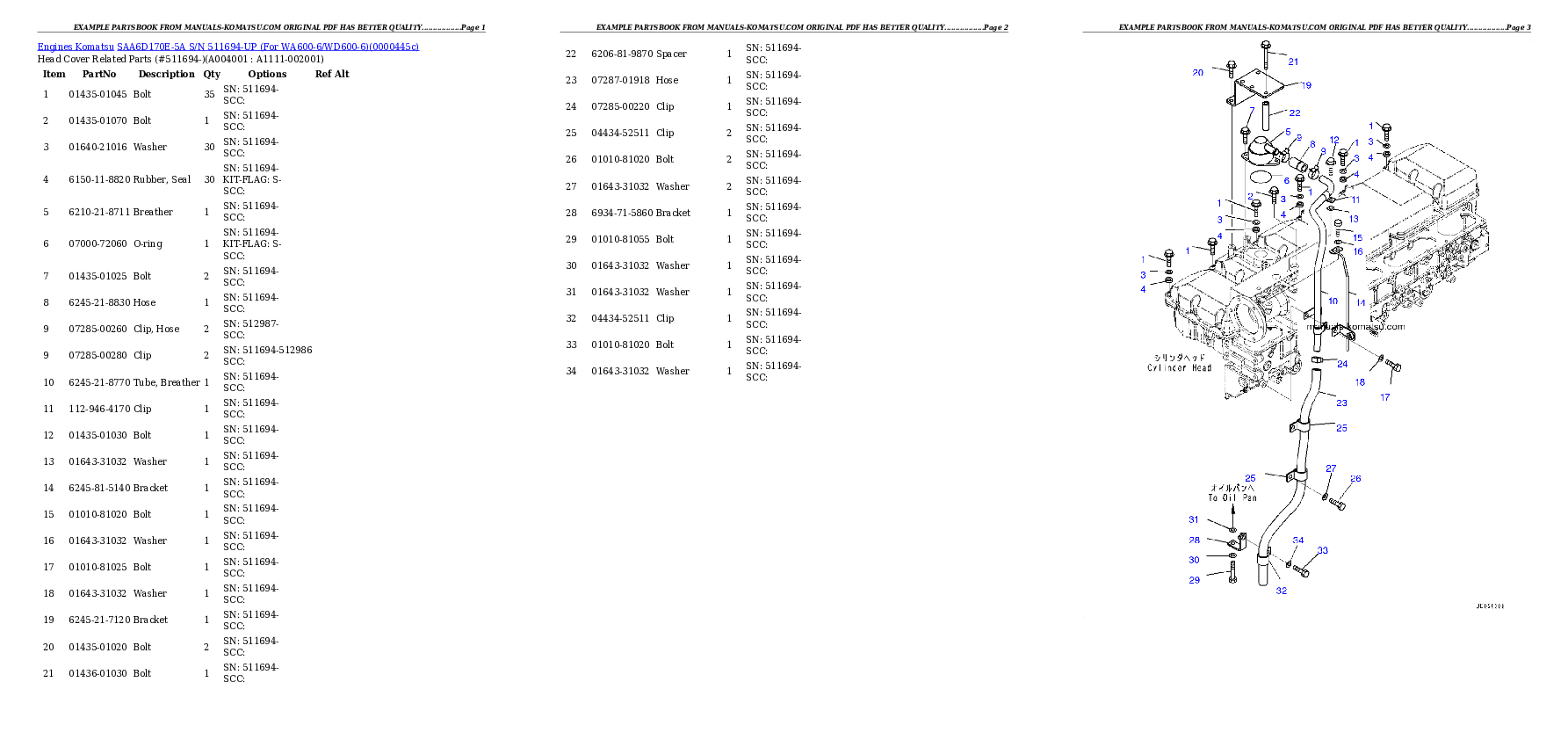Protected: SAA6D170E-5A S/N 511694-UP (For WA600-6/WD600-6) Partsbook