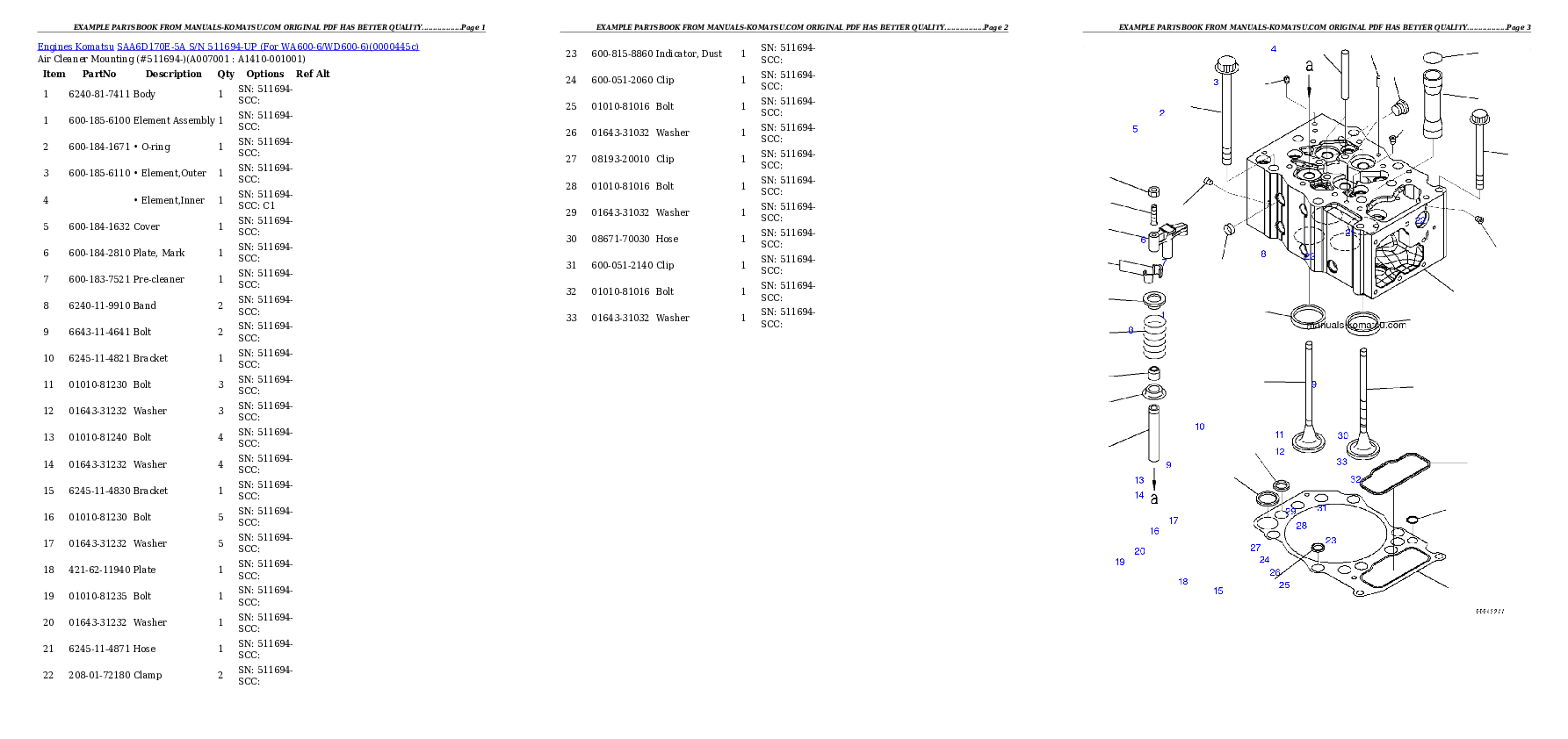 Protected: SAA6D170E-5A S/N 511694-UP (For WA600-6/WD600-6) Partsbook
