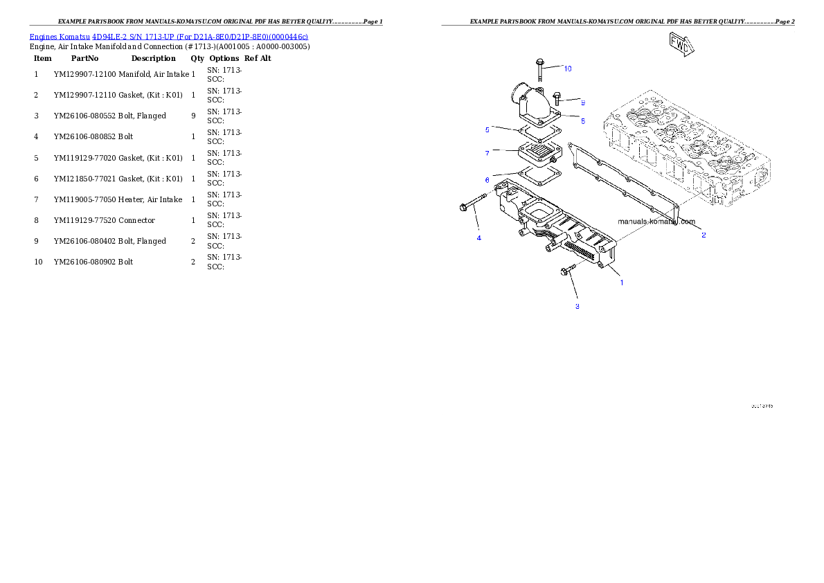 Protected: 4D94LE-2 S/N 1713-UP (For D21A-8E0/D21P-8E0) Partsbook