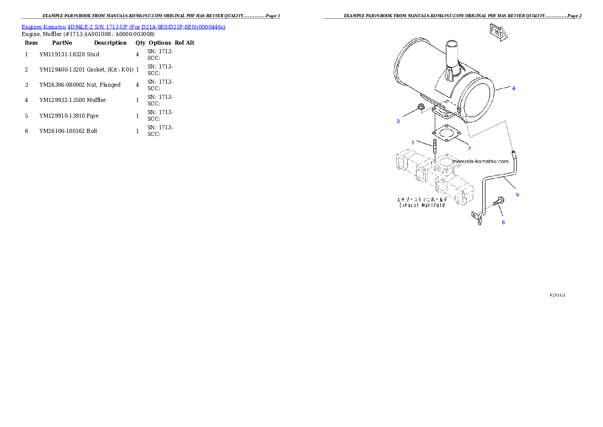 Protected: 4D94LE-2 S/N 1713-UP (For D21A-8E0/D21P-8E0) Partsbook