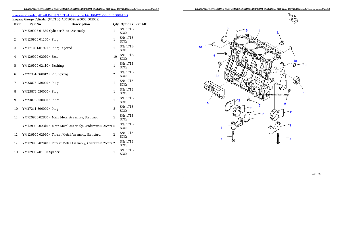 Protected: 4D94LE-2 S/N 1713-UP (For D21A-8E0/D21P-8E0) Partsbook