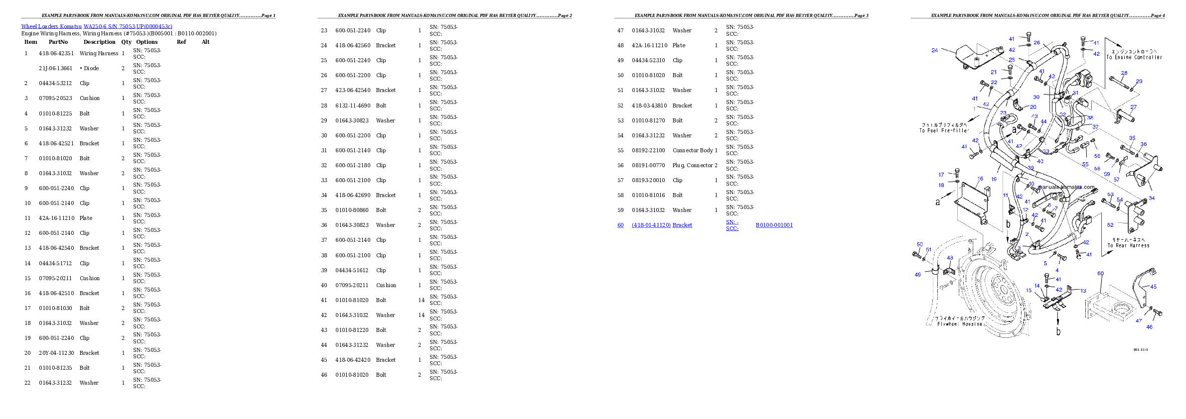 Protected: WA250-6 S/N 75053-UP (North America Standard Machine) Partsbook