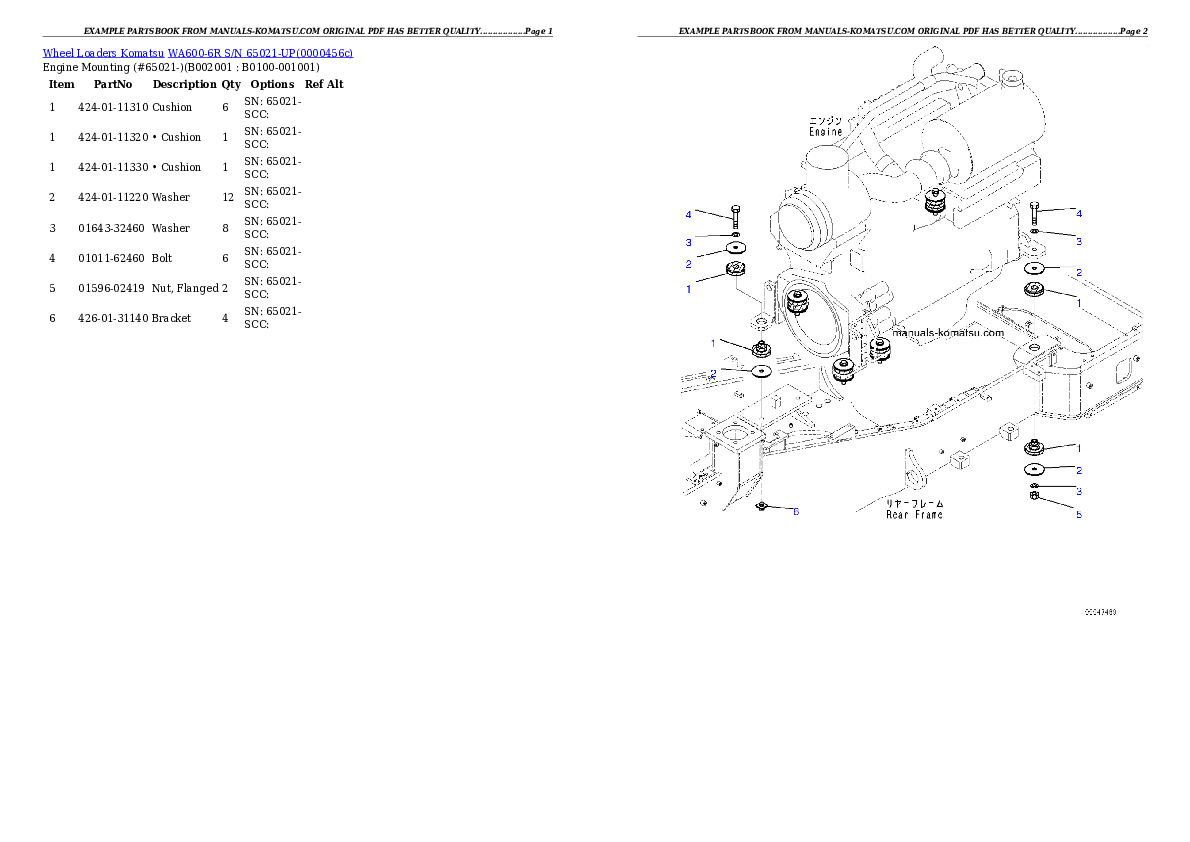 Protected: WA600-6R S/N 65021-UP Partsbook