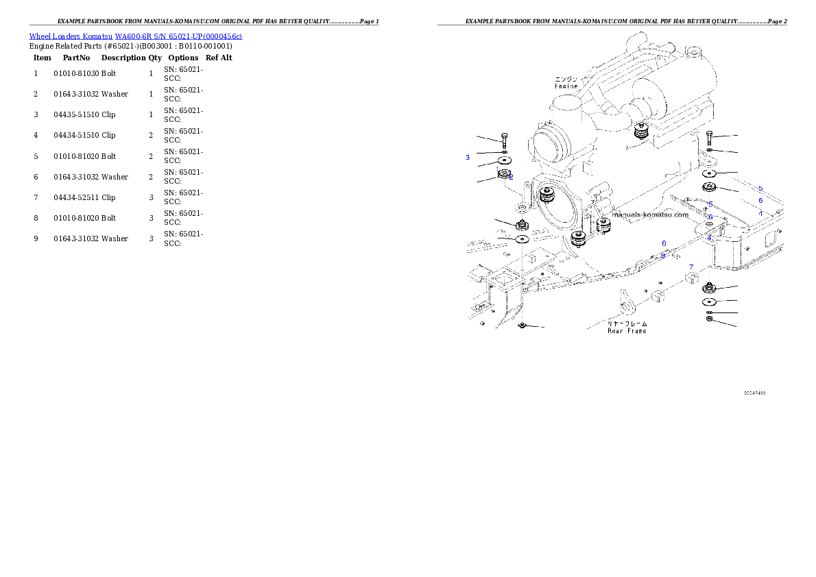 Protected: WA600-6R S/N 65021-UP Partsbook
