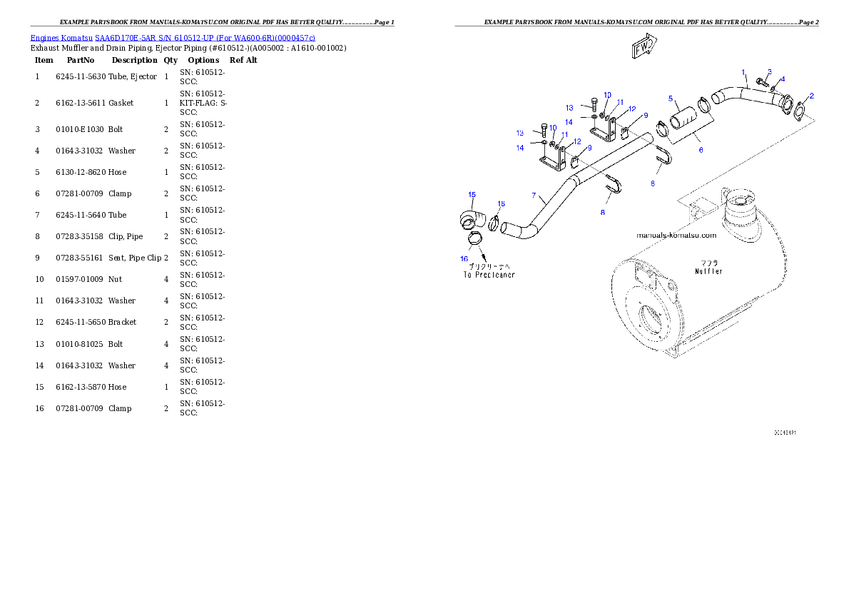 Protected: SAA6D170E-5AR S/N 610512-UP (For WA600-6R/WD600-6R) Partsbook