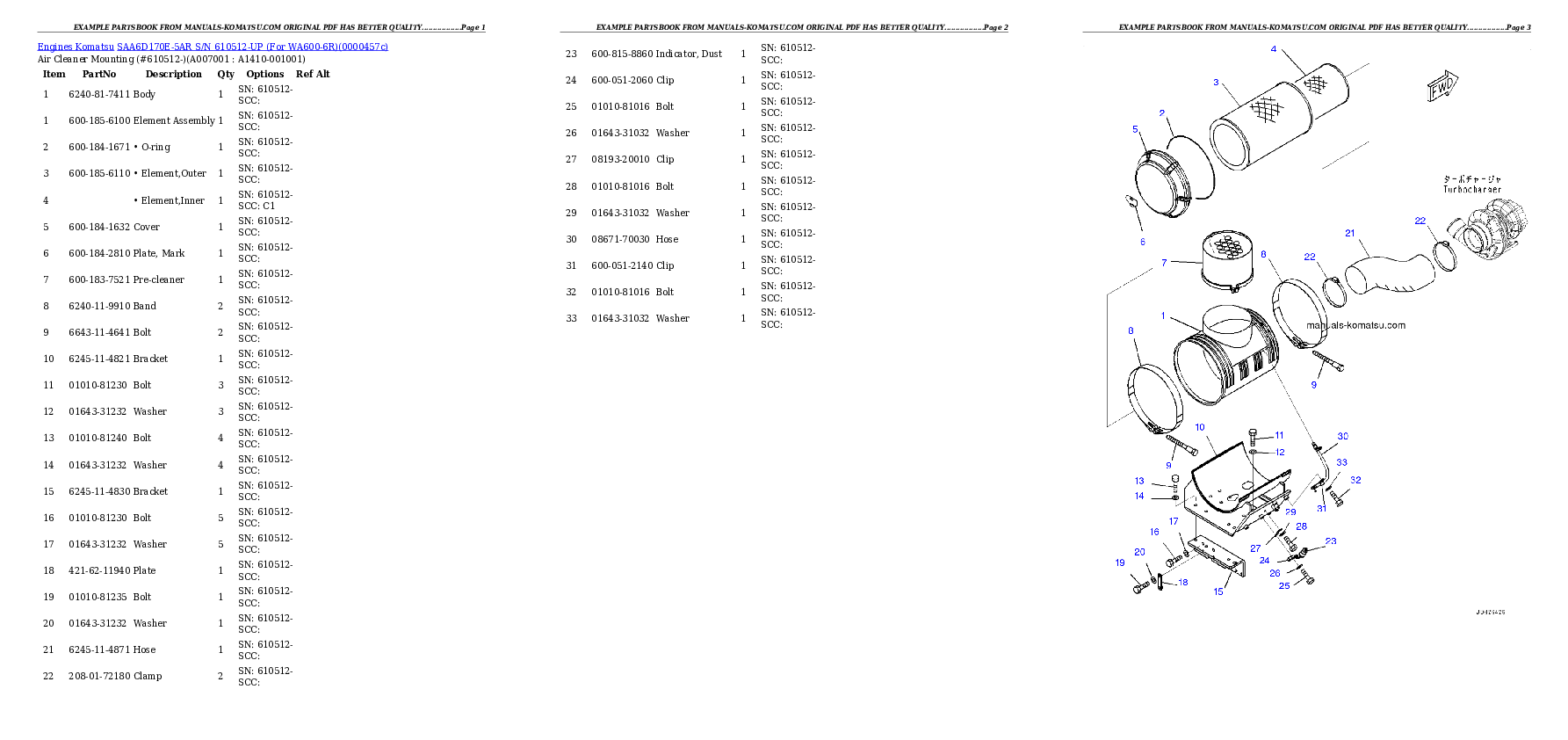 Protected: SAA6D170E-5AR S/N 610512-UP (For WA600-6R/WD600-6R) Partsbook
