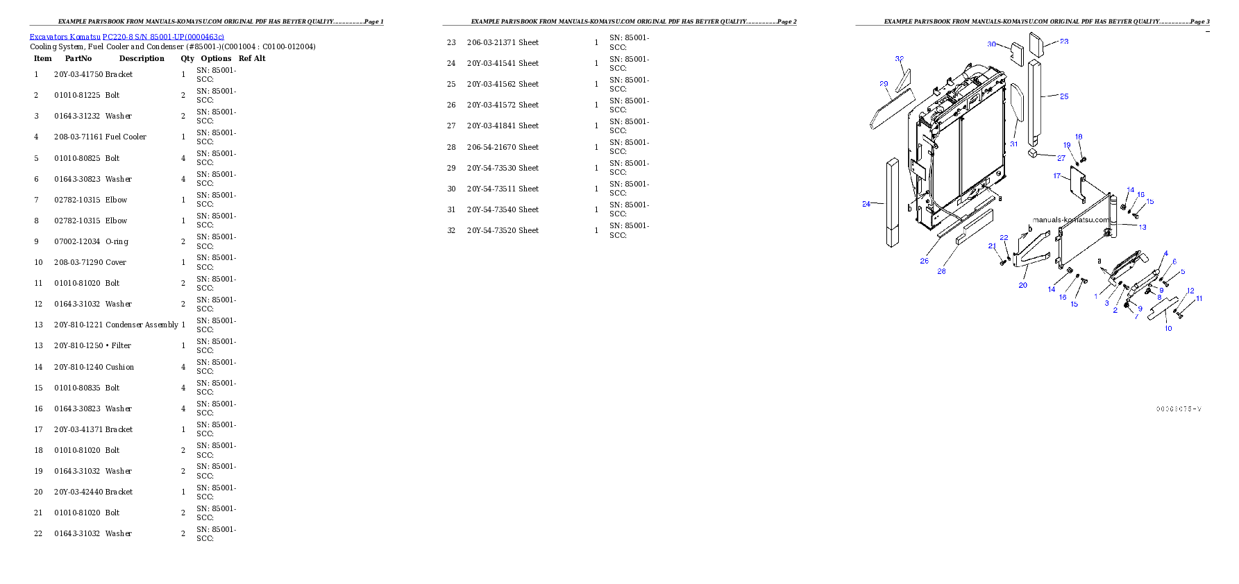 Protected: PC220-8 S/N 85001-UP Partsbook