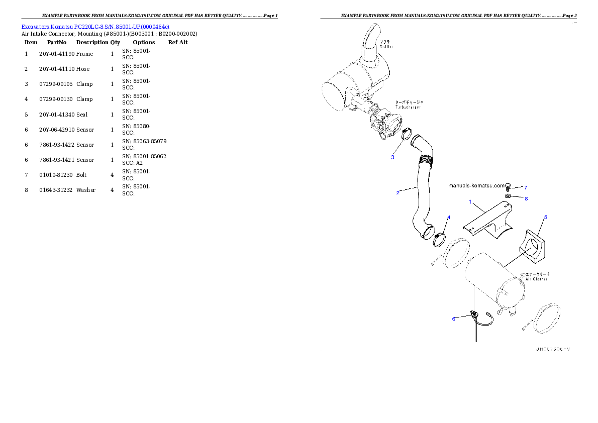 Protected: PC220LC-8 S/N 85001-UP Partsbook
