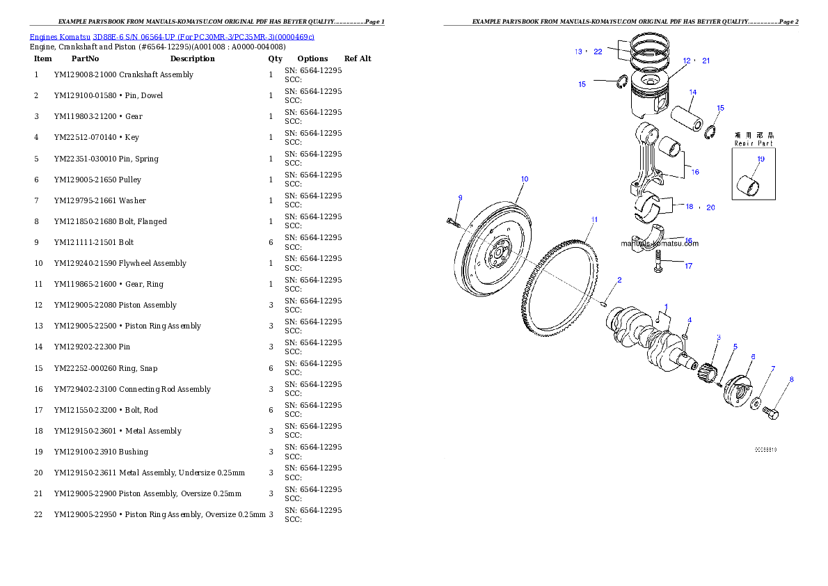 Protected: 3D88E-6 S/N 06564-UP (For PC30MR-3/PC35MR-3) Partsbook
