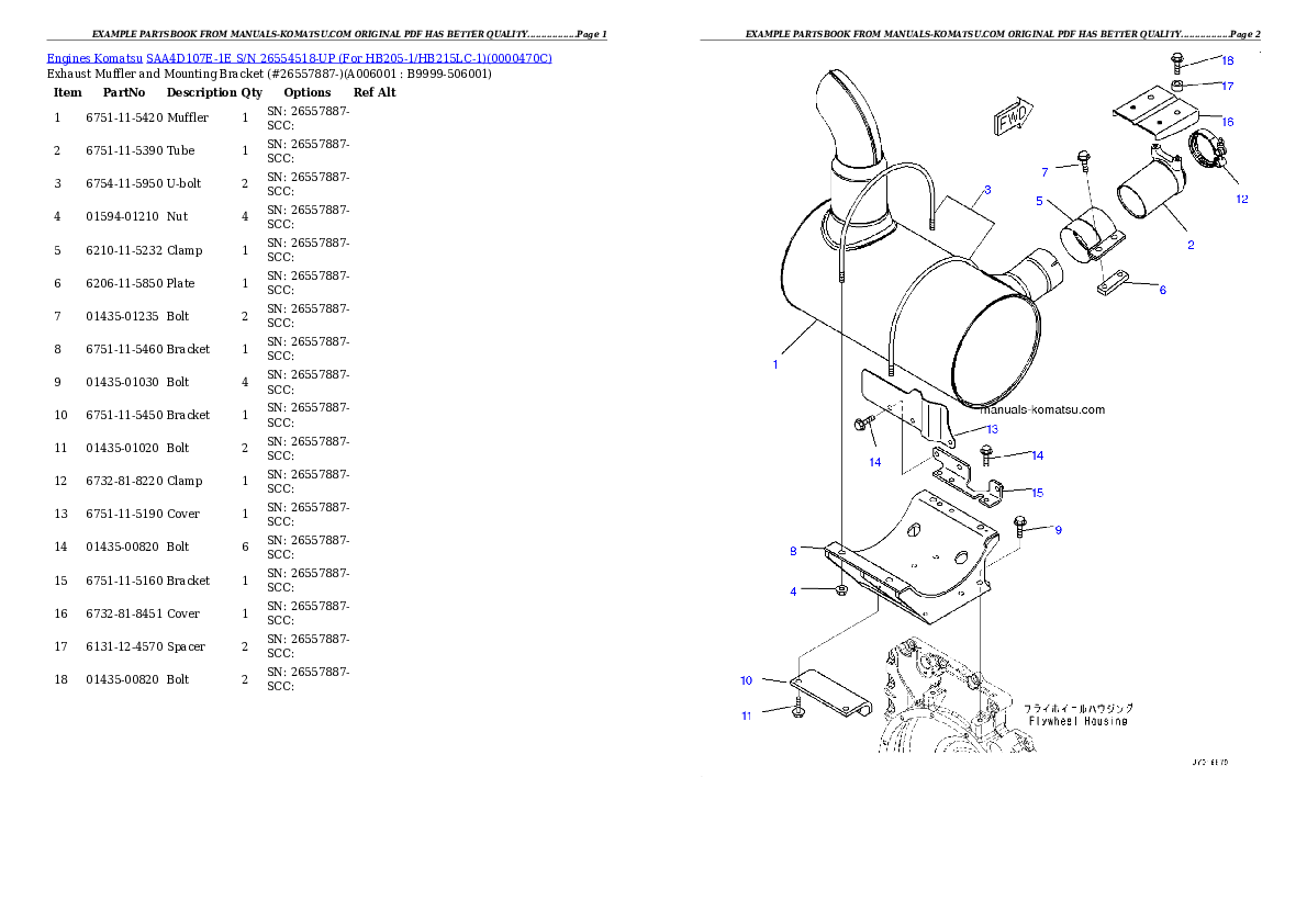 Protected: SAA4D107E-1E S/N 26554518-UP (For HB205-1/HB215LC-1) Partsbook