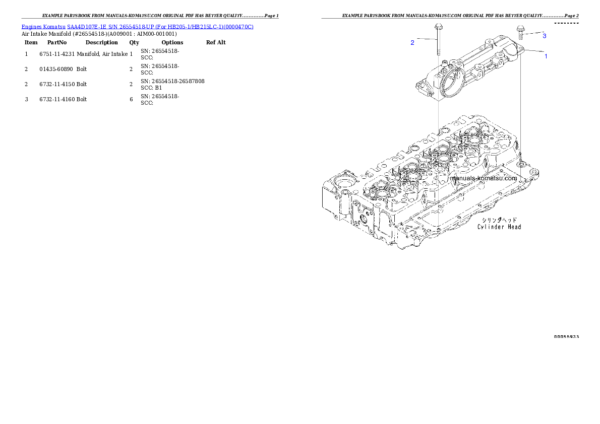 Protected: SAA4D107E-1E S/N 26554518-UP (For HB205-1/HB215LC-1) Partsbook