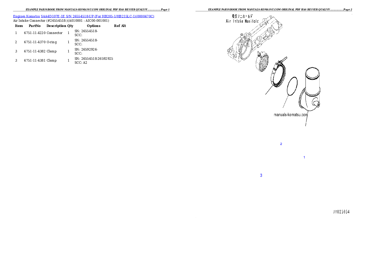 Protected: SAA4D107E-1E S/N 26554518-UP (For HB205-1/HB215LC-1) Partsbook