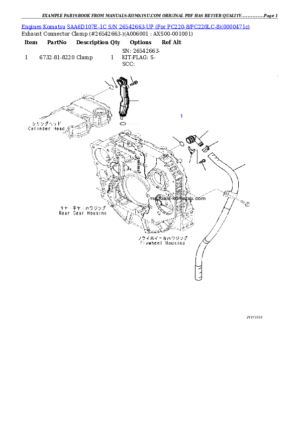 Protected: SAA6D107E-1C S/N 26542663-UP (For PC220-8/PC220LC-8) Partsbook