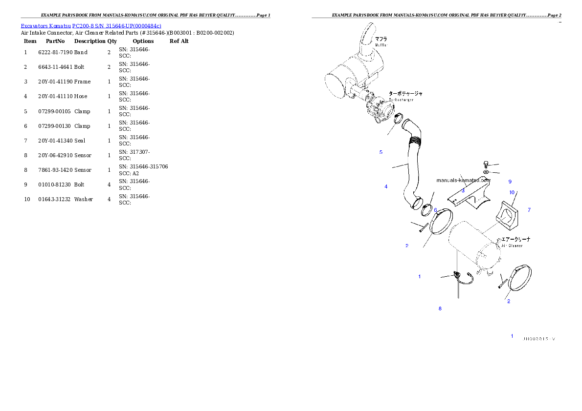 Protected: PC200-8 S/N 315646-UP Partsbook
