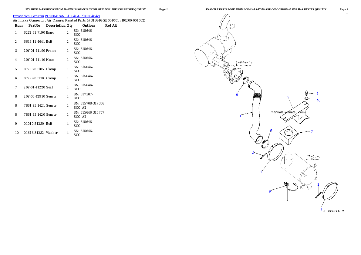 Protected: PC200-8 S/N 315646-UP Partsbook