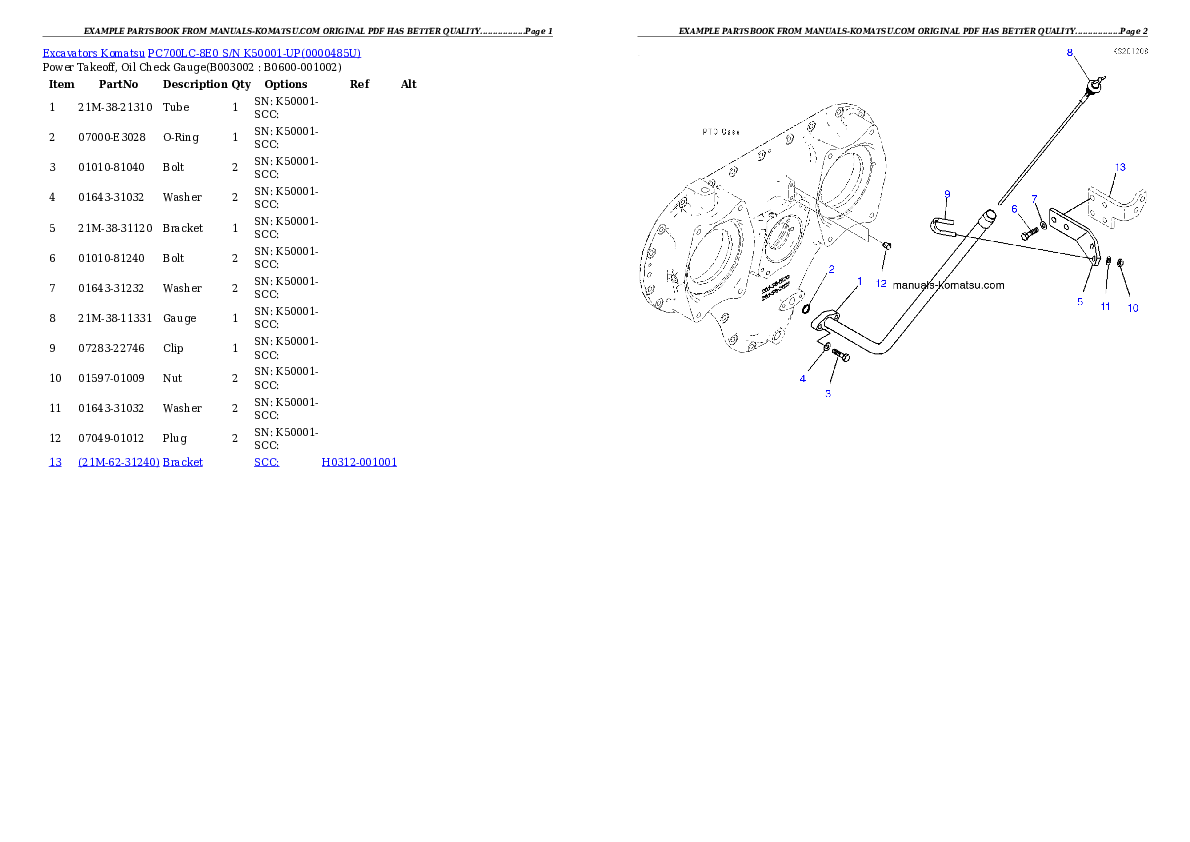 Protected: PC700LC-8E0 S/N K50001-UP Partsbook