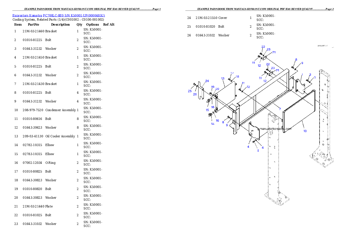 Protected: PC700LC-8E0 S/N K50001-UP Partsbook